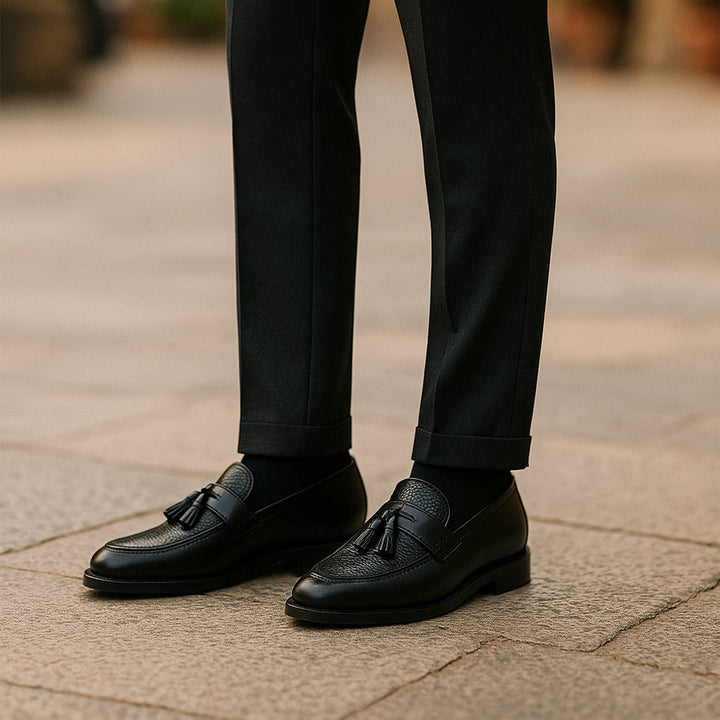 Mens Formal Leather Tassel Loafers Classic Fit