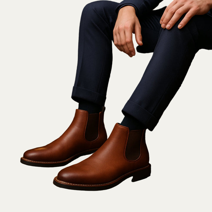 Mens Chelsea Boots Smooth Leather Classic Style