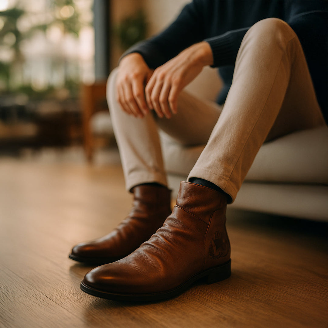 Mens Chelsea Boots Handmade Leather Street Style