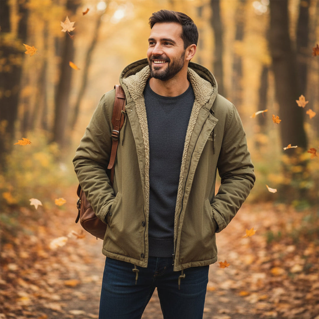 Mens Padded Winter Jacket Waterproof Warm Fleece Lined