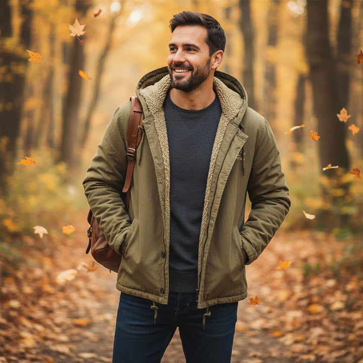 Mens Padded Winter Jacket Waterproof Warm Fleece Lined