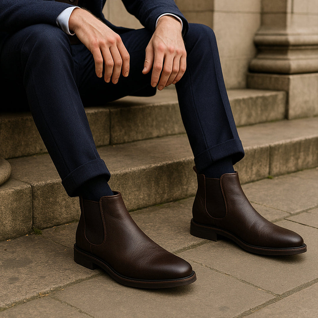 Mens Chelsea Boots Smooth Leather Classic Style