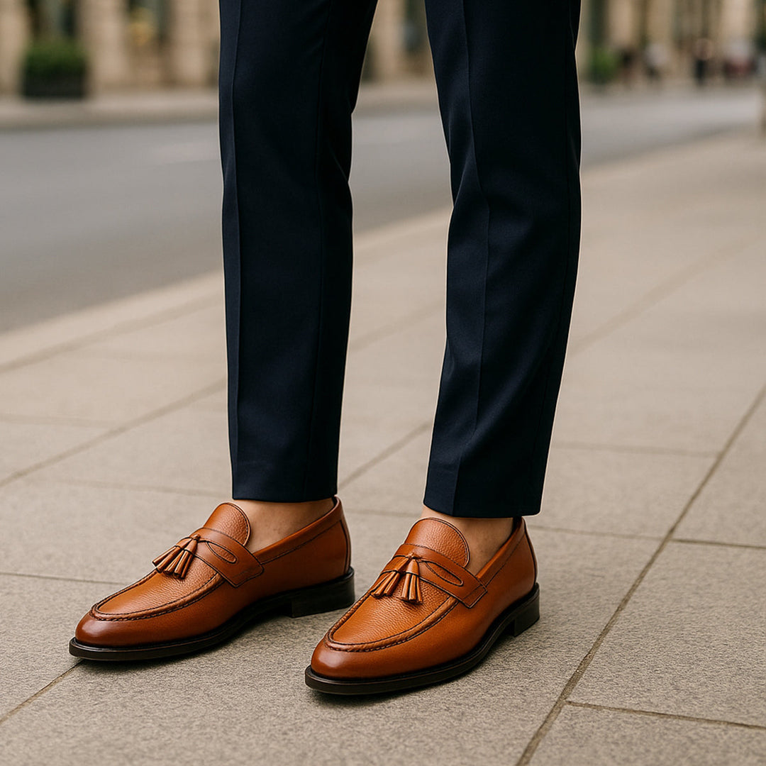 Mens Formal Leather Tassel Loafers Classic Fit