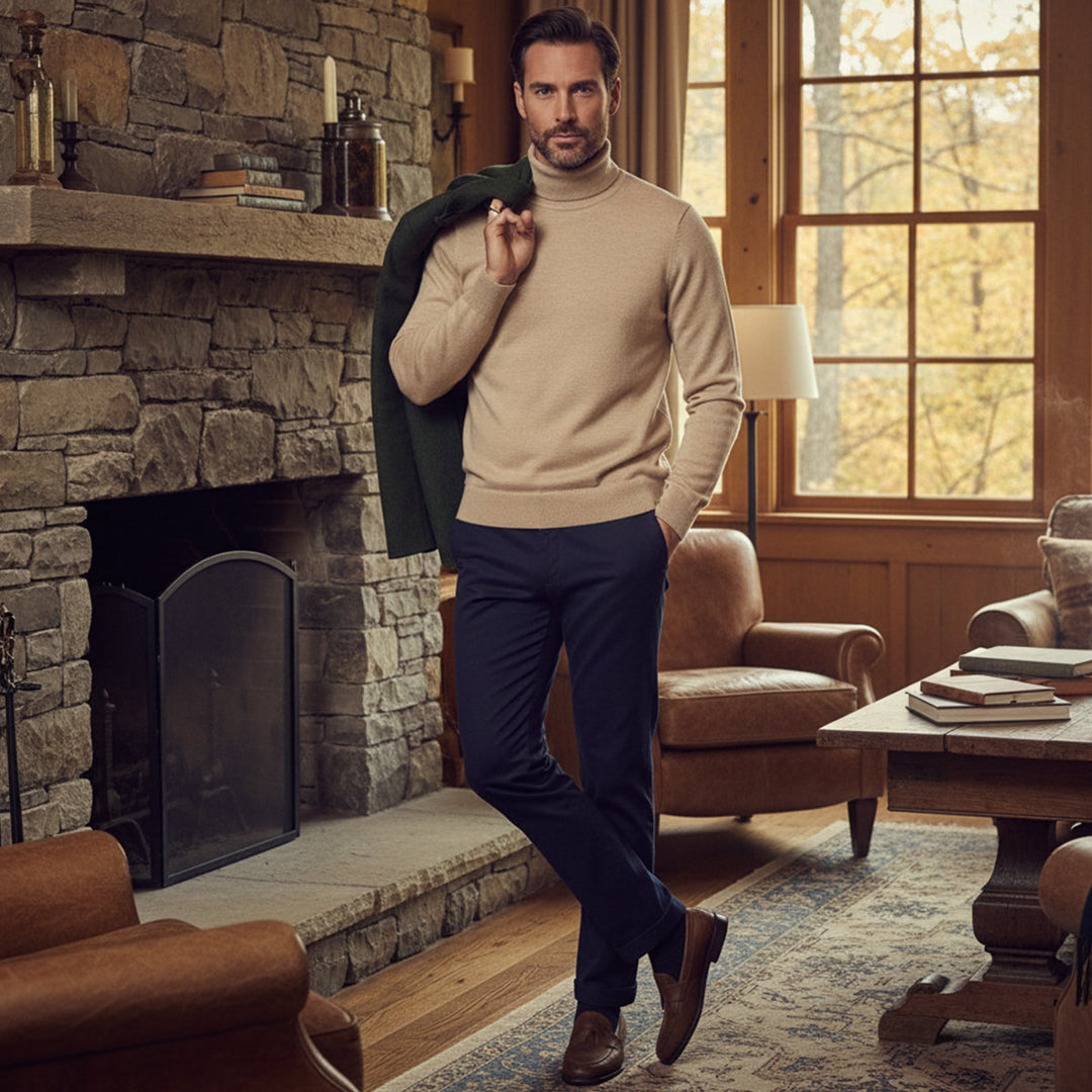 Mens Knit Sweater Classic Turtleneck Fit
