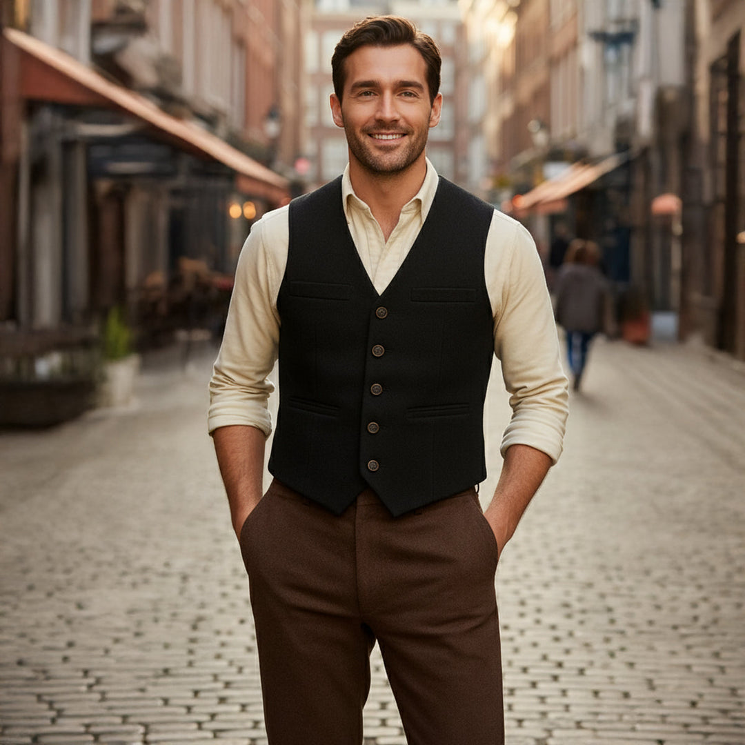 Mens Vintage Suit Vest Button-Up Elegant Fit