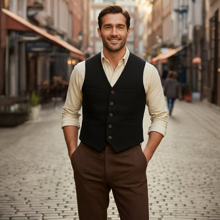 Mens Vintage Suit Vest Button-Up Elegant Fit