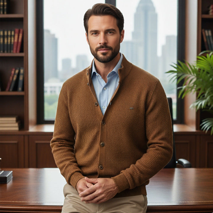 Mens Casual Knitted Cardigan Button-Up Style