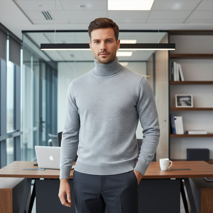 Mens Knit Sweater Classic Turtleneck Fit