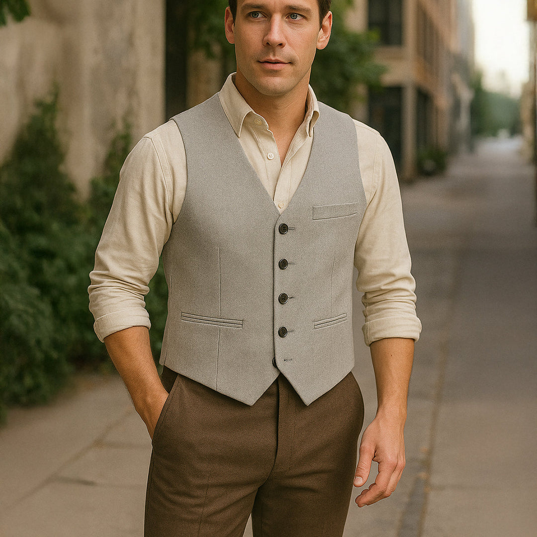 Mens Vintage Suit Vest Button-Up Elegant Fit