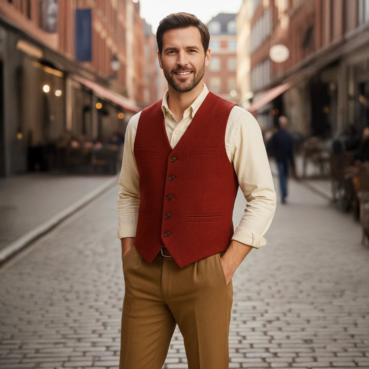 Mens Vintage Suit Vest Button-Up Elegant Fit