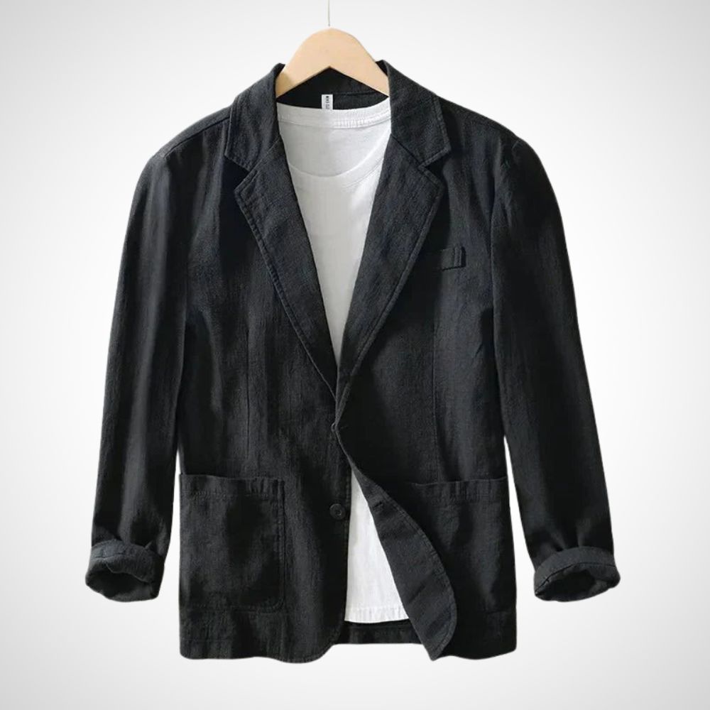 Mens Linen Blend Blazer Relaxed Fit - BritishMode