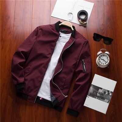 Mens Bomber Jacket with Zipper Casual Fit