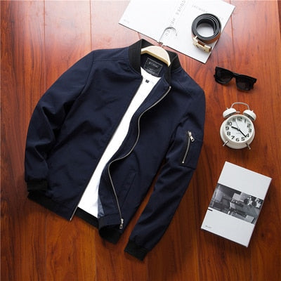 Mens Bomber Jacket with Zipper Casual Fit