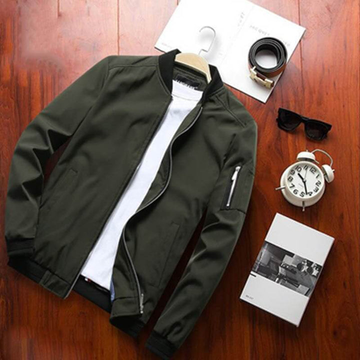 Mens Bomber Jacket with Zipper Casual Fit