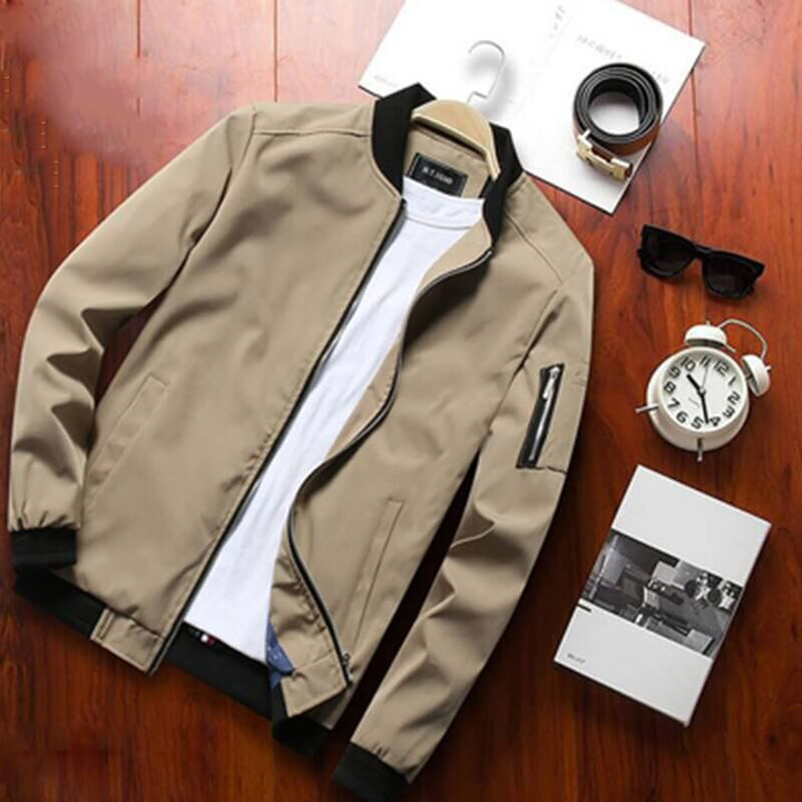 Mens Bomber Jacket with Zipper Casual Fit