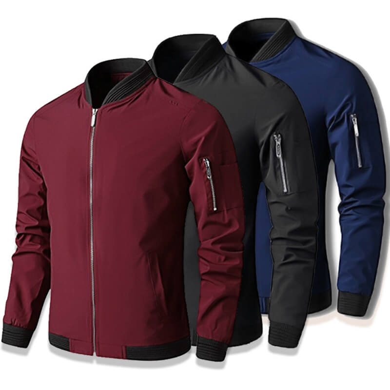 Mens Bomber Jacket with Zipper Casual Fit