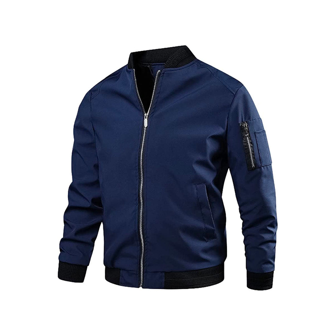 Mens Bomber Jacket with Zipper Casual Fit