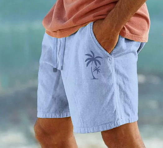 Womens Summer Shorts with Palm Embroidery Relaxed Fit