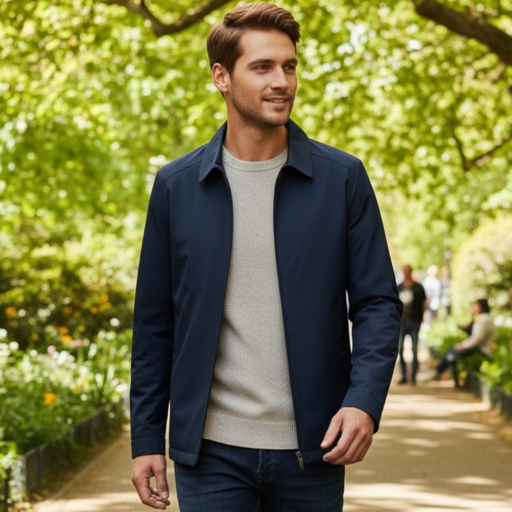 Mens Lightweight Cotton Blend Jacket Relaxed Fit