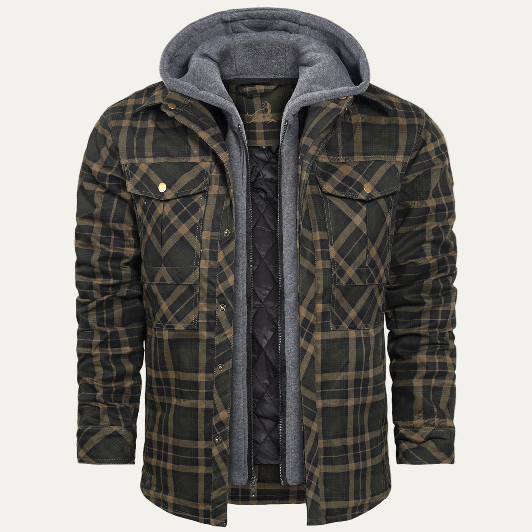 Mens Quilted Shirt Jacket Hooded Lined