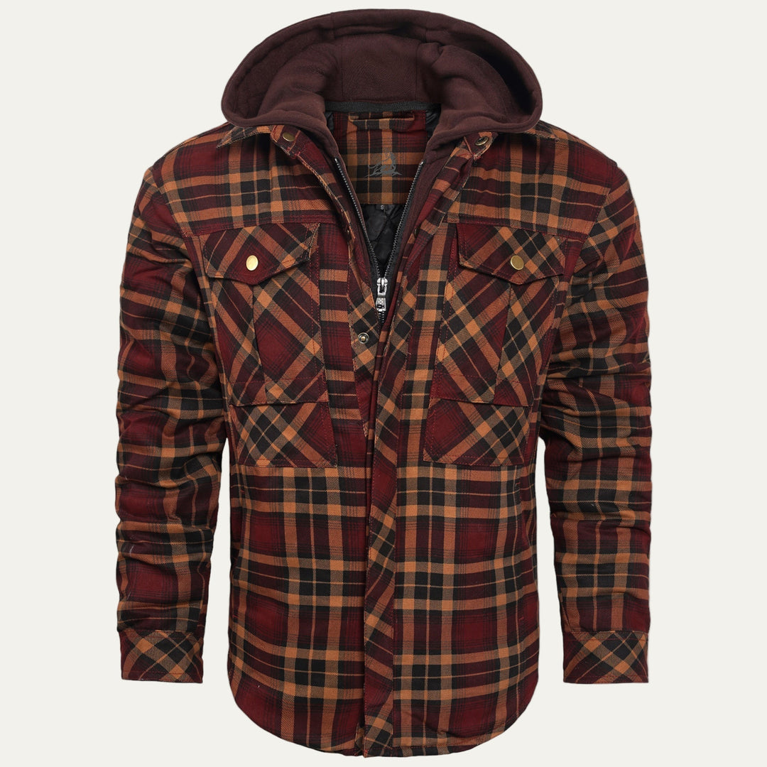 Mens Quilted Shirt Jacket Hooded Lined