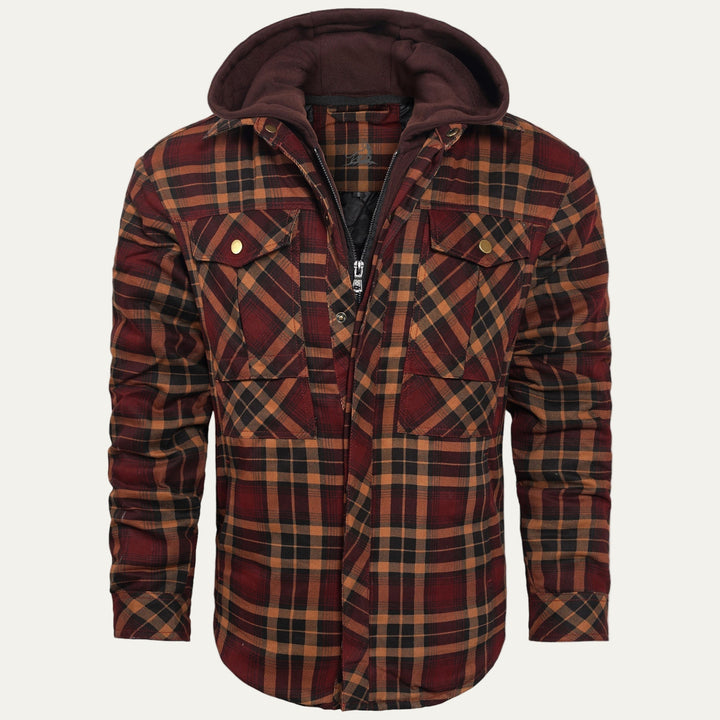 Mens Quilted Shirt Jacket Hooded Lined
