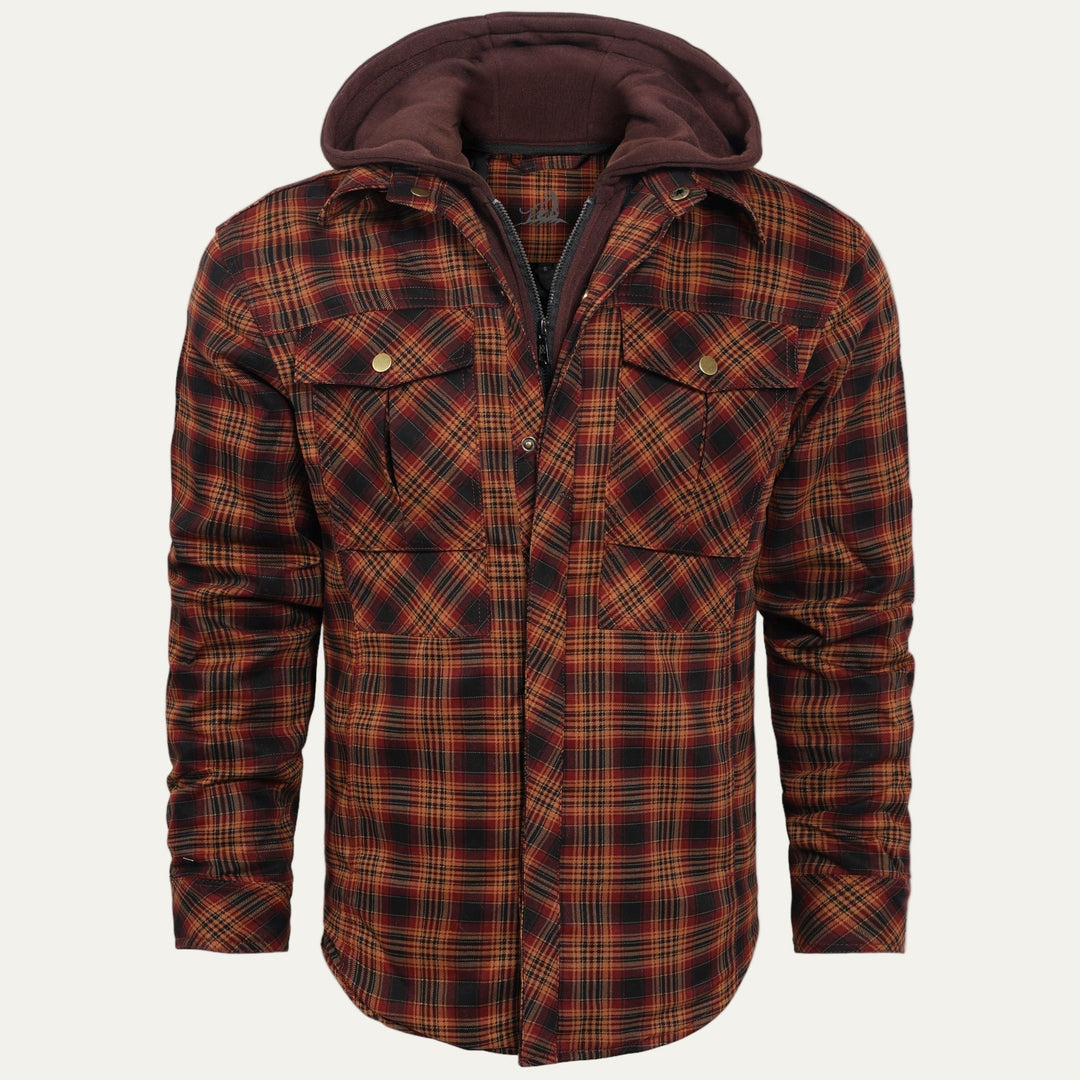 Mens Quilted Shirt Jacket Hooded Lined