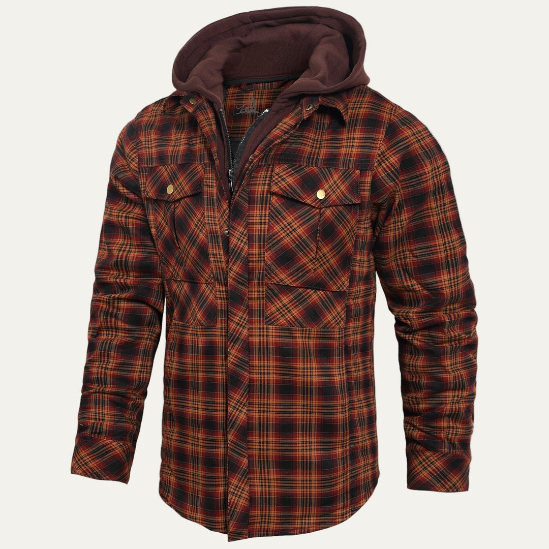 Mens Quilted Shirt Jacket Hooded Lined