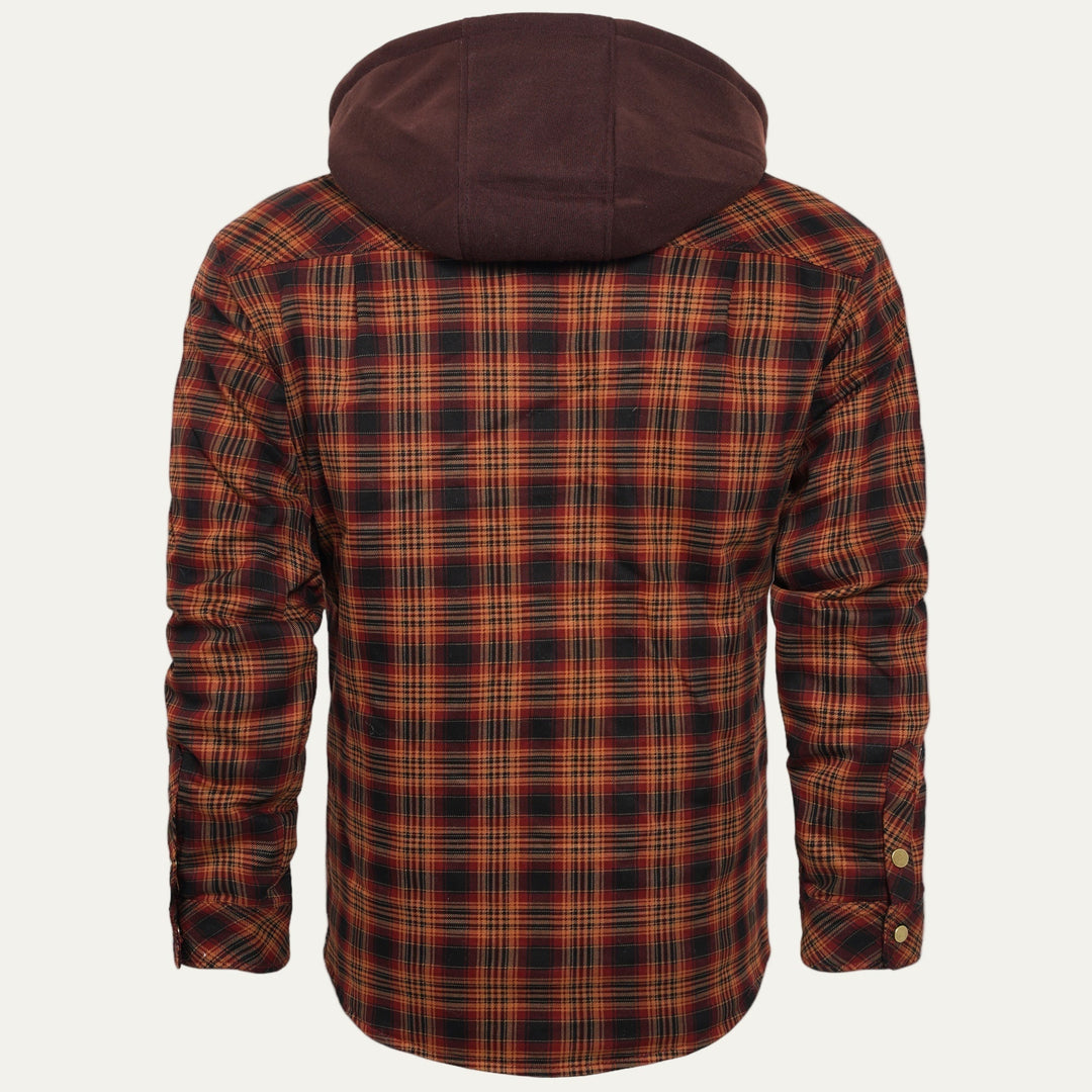Mens Quilted Shirt Jacket Hooded Lined