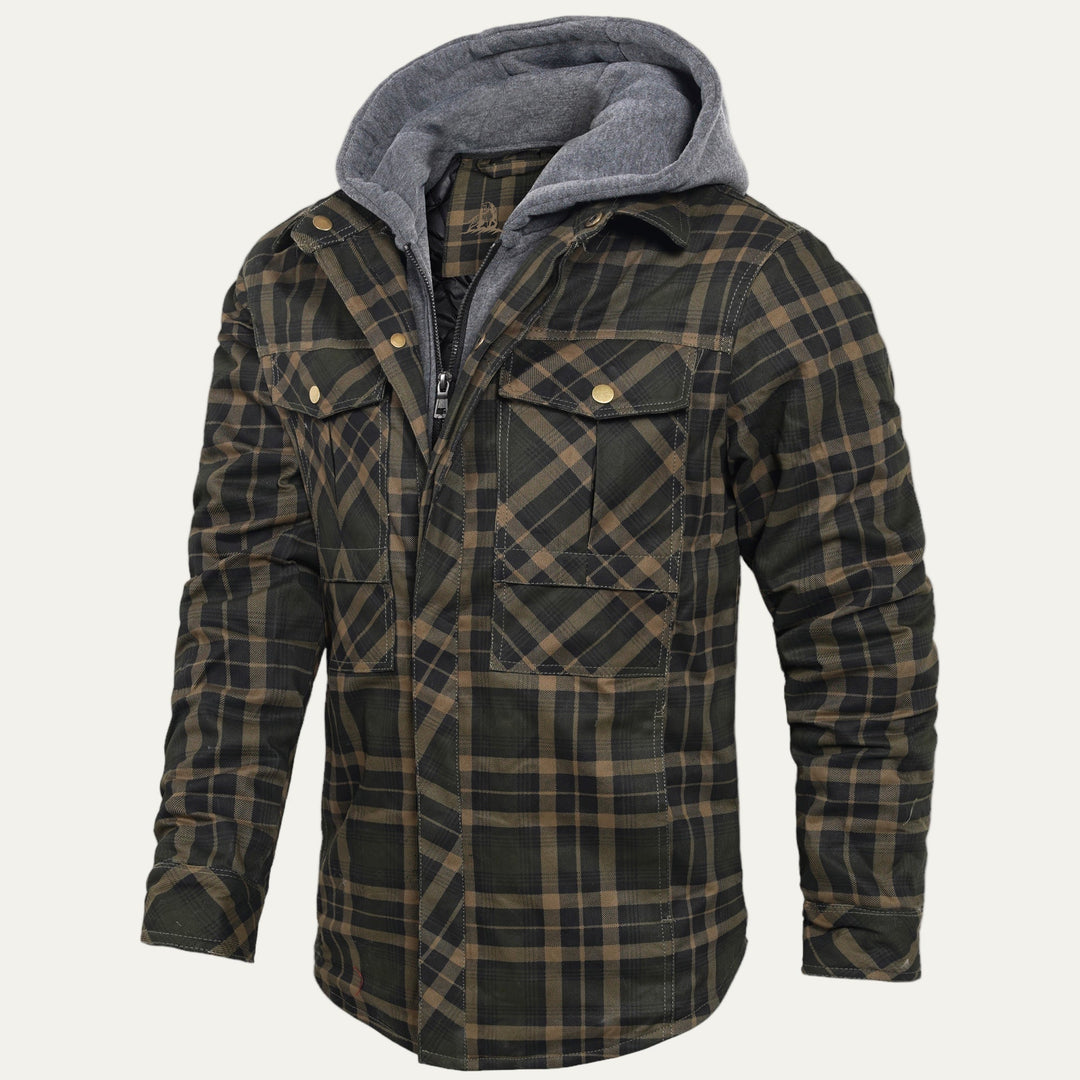 Mens Quilted Shirt Jacket Hooded Lined