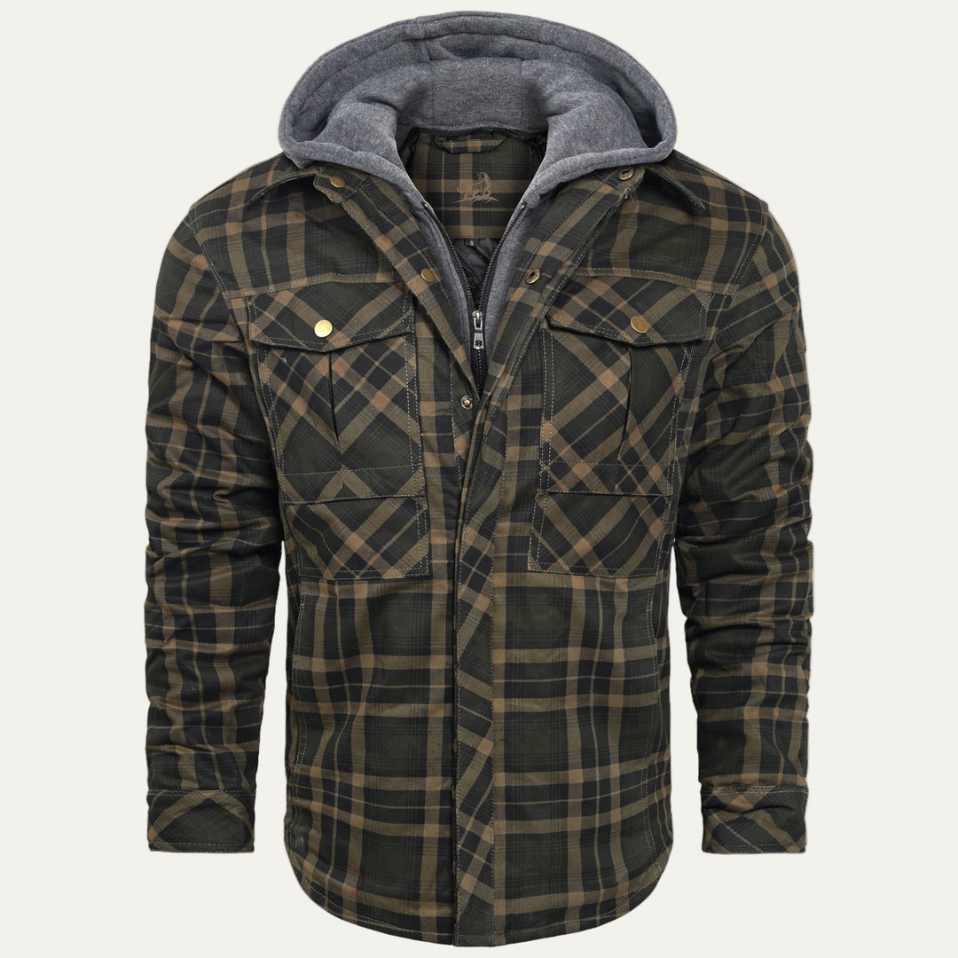 Mens Quilted Shirt Jacket Hooded Lined