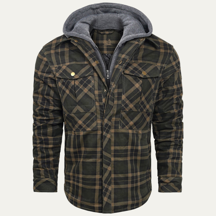 Mens Quilted Shirt Jacket Hooded Lined
