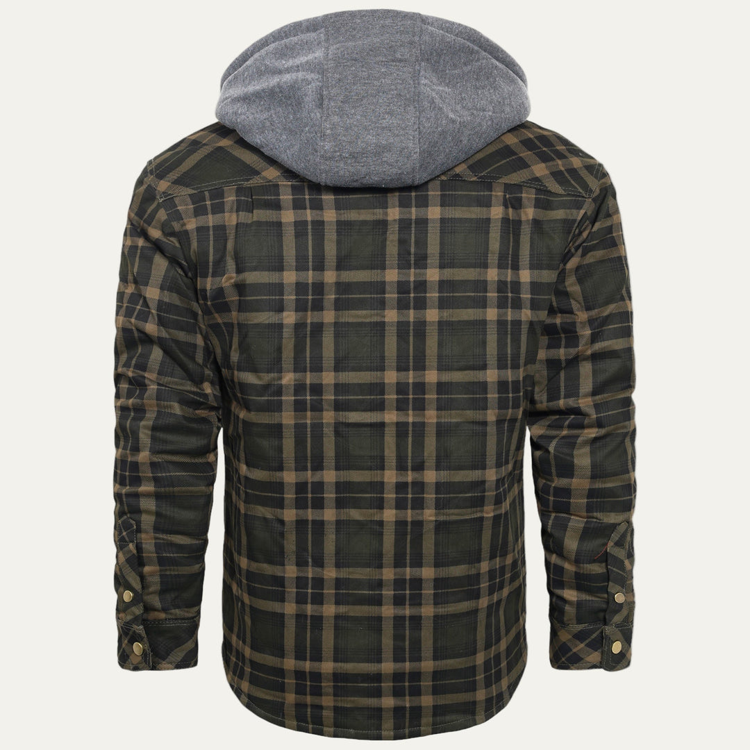 Mens Quilted Shirt Jacket Hooded Lined