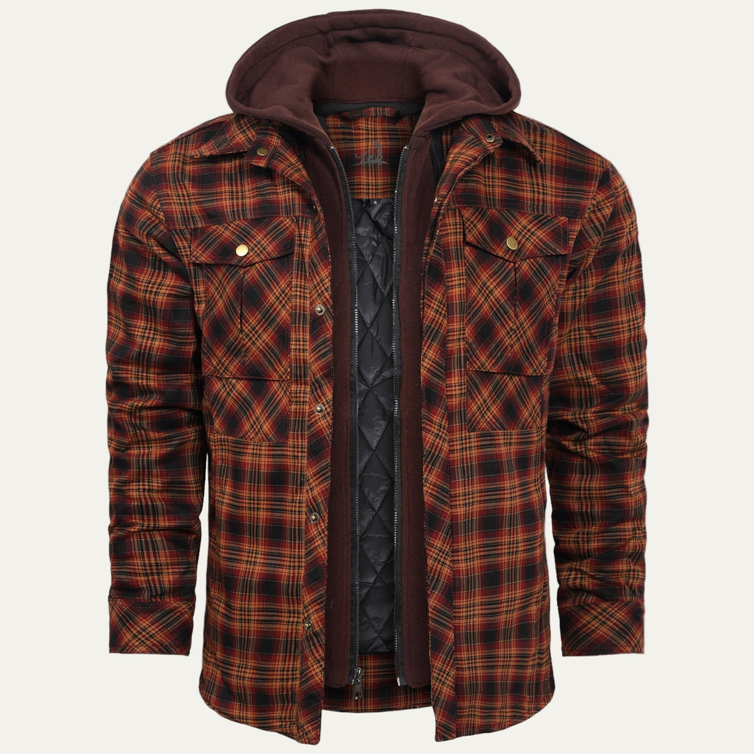 Mens Quilted Shirt Jacket Hooded Lined - BritishMode