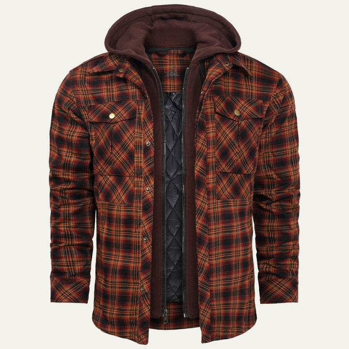 Mens Quilted Shirt Jacket Hooded Lined - BritishMode