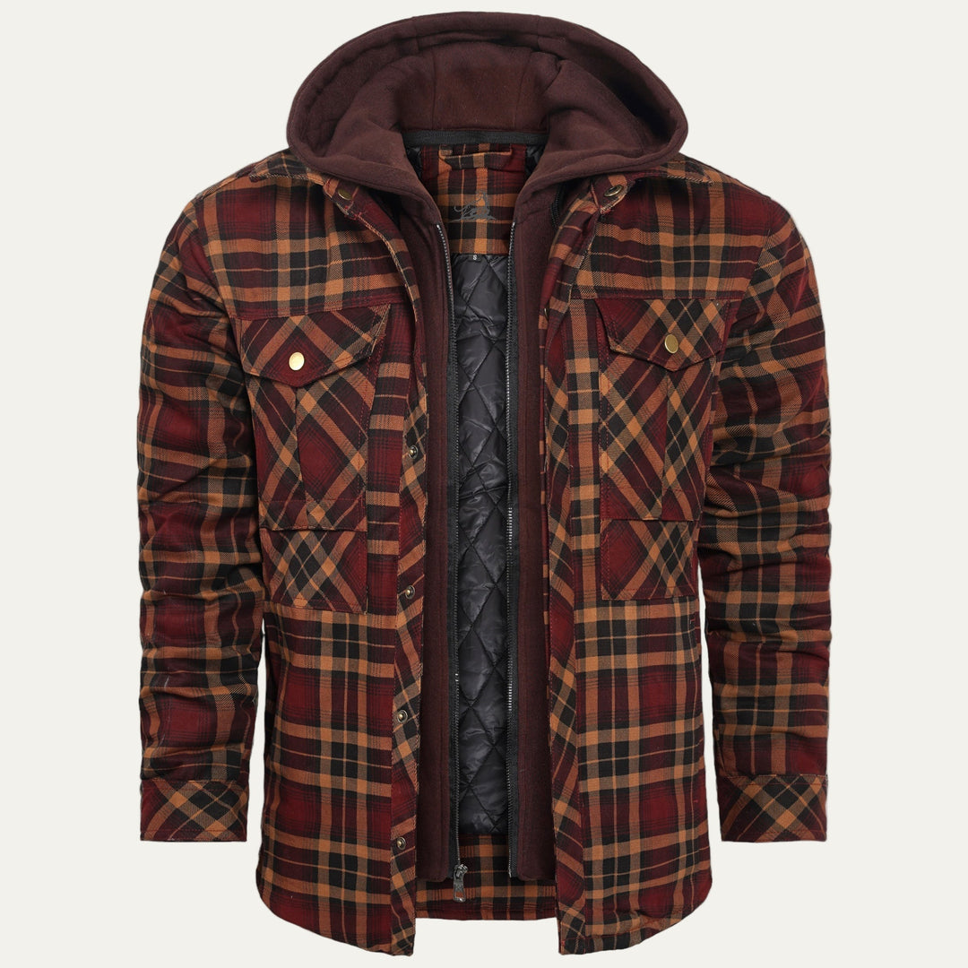 Mens Quilted Shirt Jacket Hooded Lined