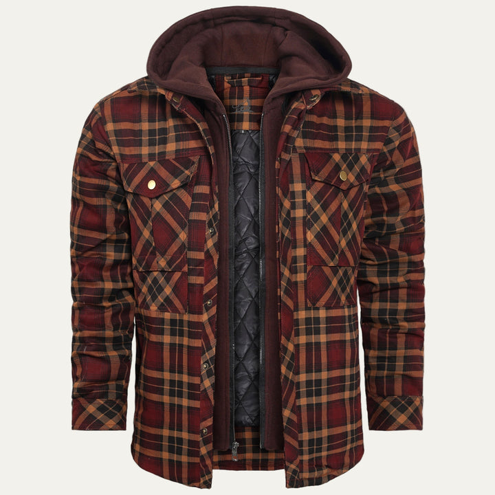 Mens Quilted Shirt Jacket Hooded Lined