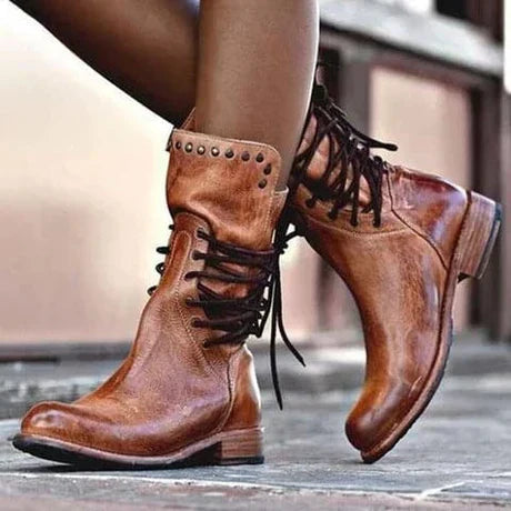 Womens Boots Elegant Leather Ankle Fit - BritishMode