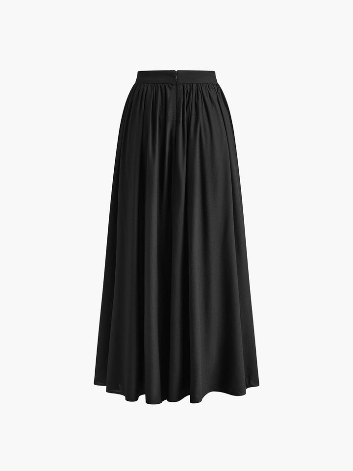 Womens Boho Maxi Skirt Set High Waist Pleated A-Line