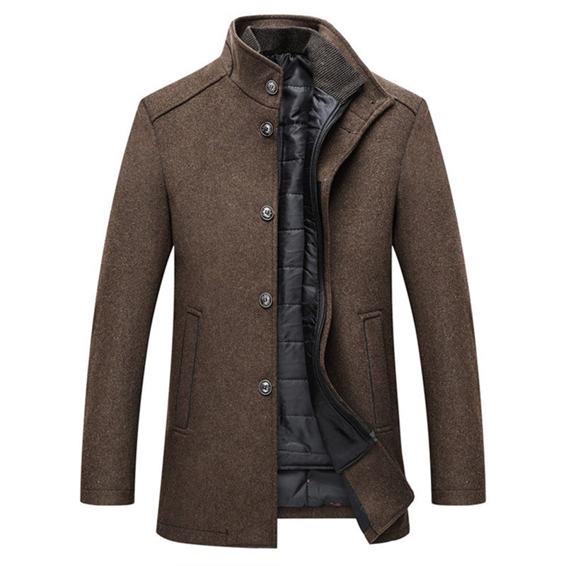 Mens Wool Coat Windproof Classic Fit - BritishMode
