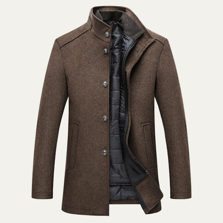 Mens Single-Breasted Topcoat Quilted Inner Layer Classic Fit - BritishMode