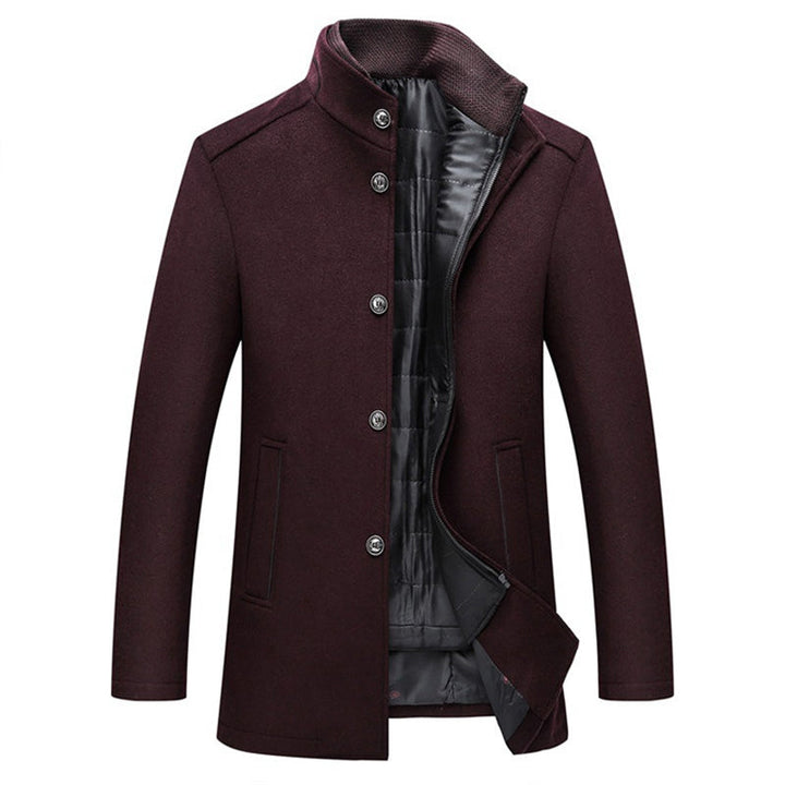 Mens Wool Coat Windproof Classic Fit