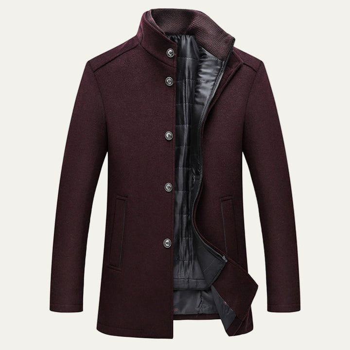 Mens Single-Breasted Topcoat Quilted Inner Layer Classic Fit