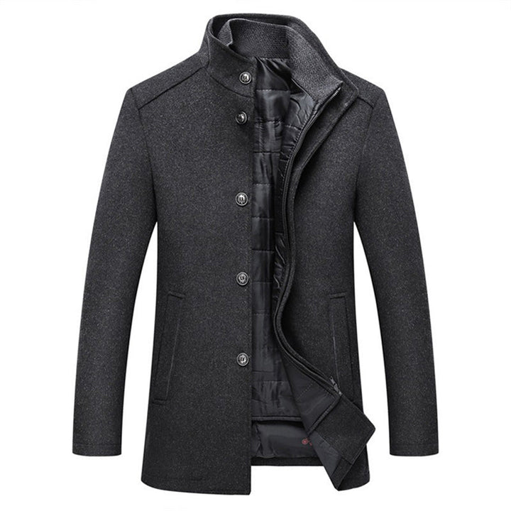 Mens Wool Coat Windproof Classic Fit