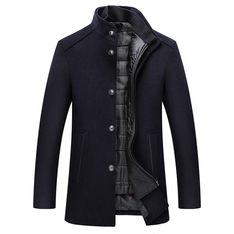 Mens Wool Coat Windproof Classic Fit