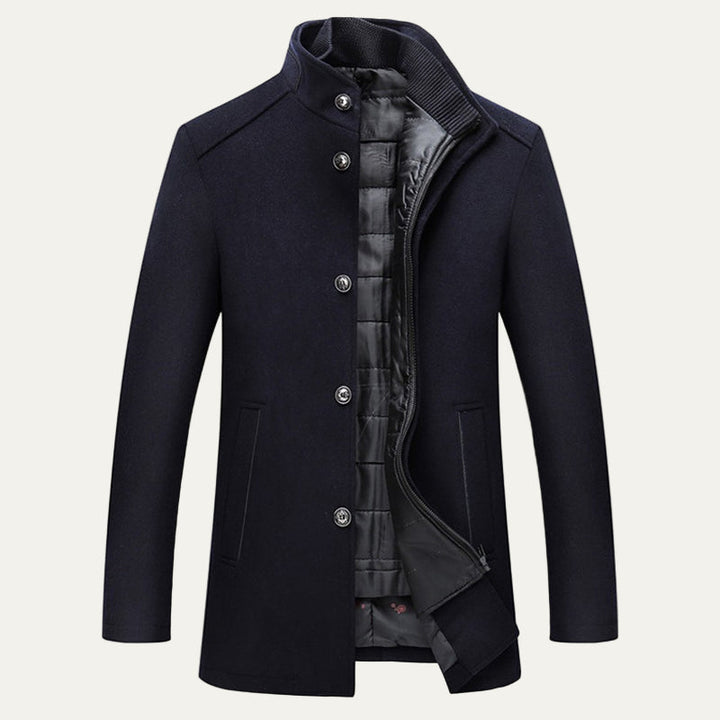 Mens Single-Breasted Topcoat Quilted Inner Layer Classic Fit