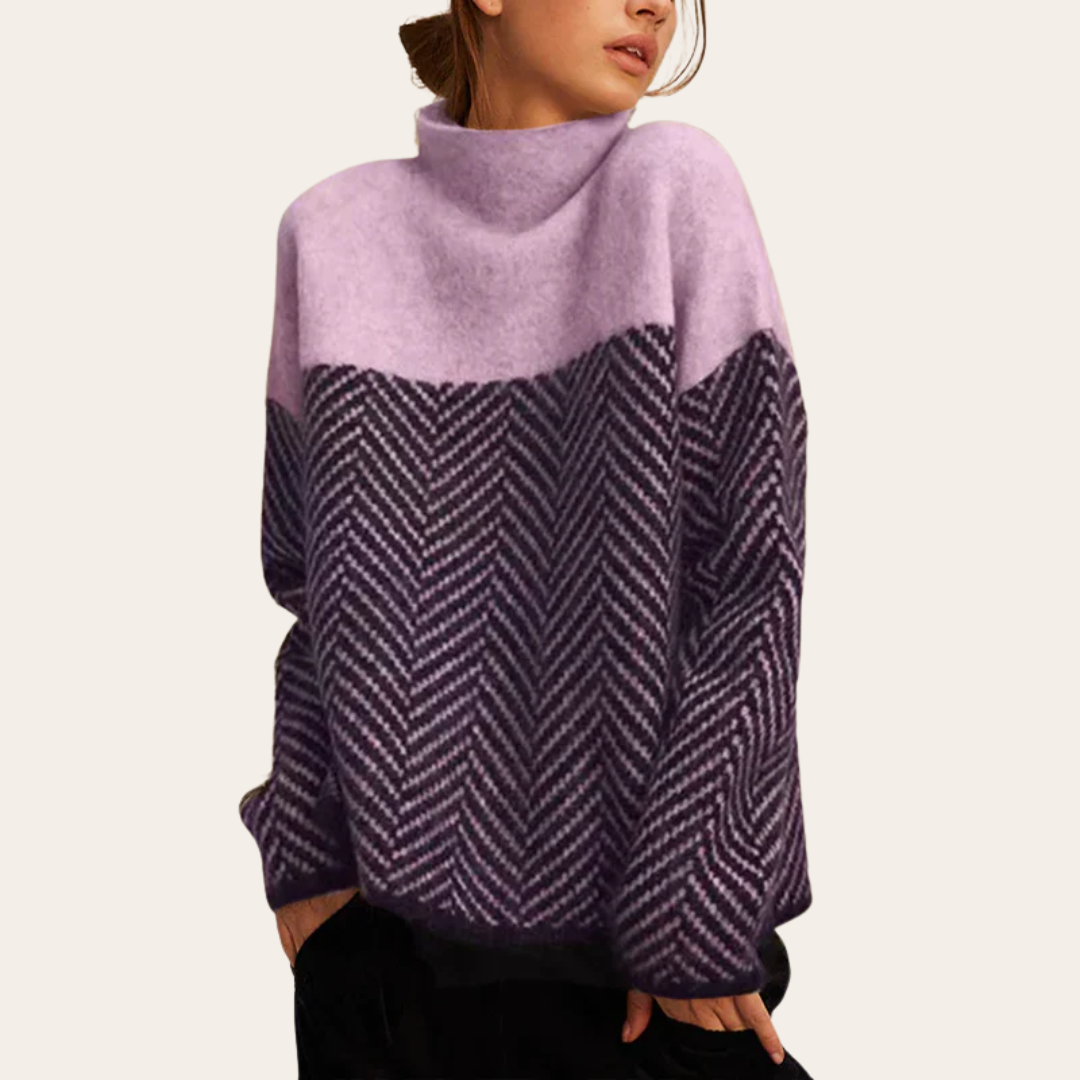 Womens Chevron Knit Sweater Two-Tone Pattern - BritishMode