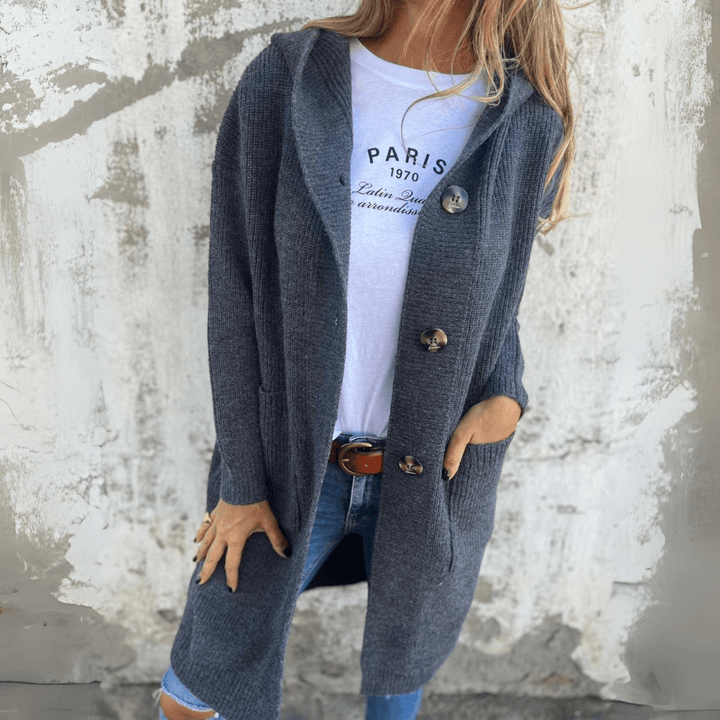 Womens Long Knit Cardigan with Buttons Lightweight Layered Fit