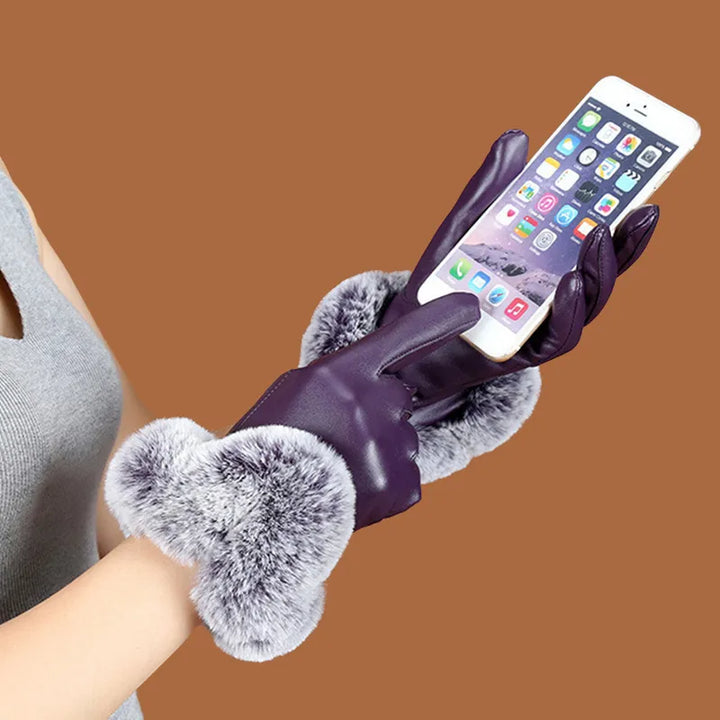 Womens Leather Gloves Stylish Warm Fit