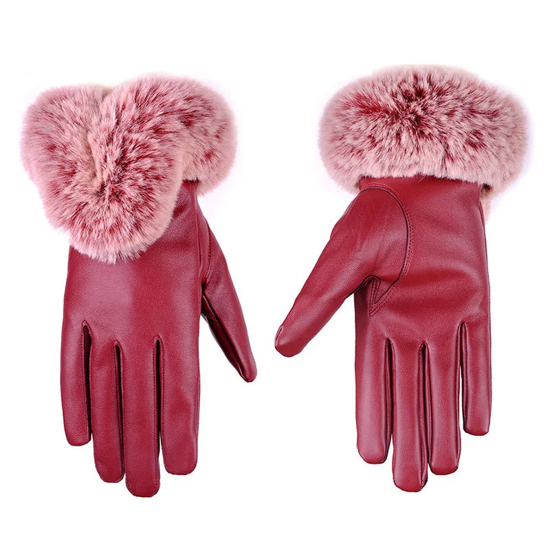 Womens Leather Gloves Stylish Warm Fit